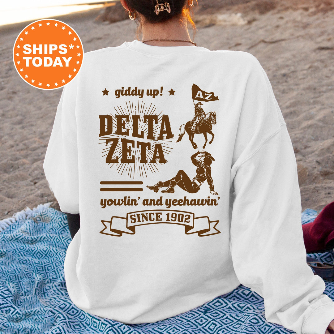 Delta Zeta Giddy Up Cowgirl Sorority Sweatshirt | Dee Zee Western Sweatshirt | Greek Apparel | Big Little Gift | Country Sweatshirt