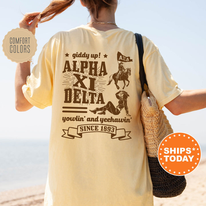 Alpha Xi Delta Giddy Up Cowgirl Sorority T-Shirt | AXID Western Theme Shirt | Big Little Reveal Gift | Comfort Colors Country Shirt _ 16336g