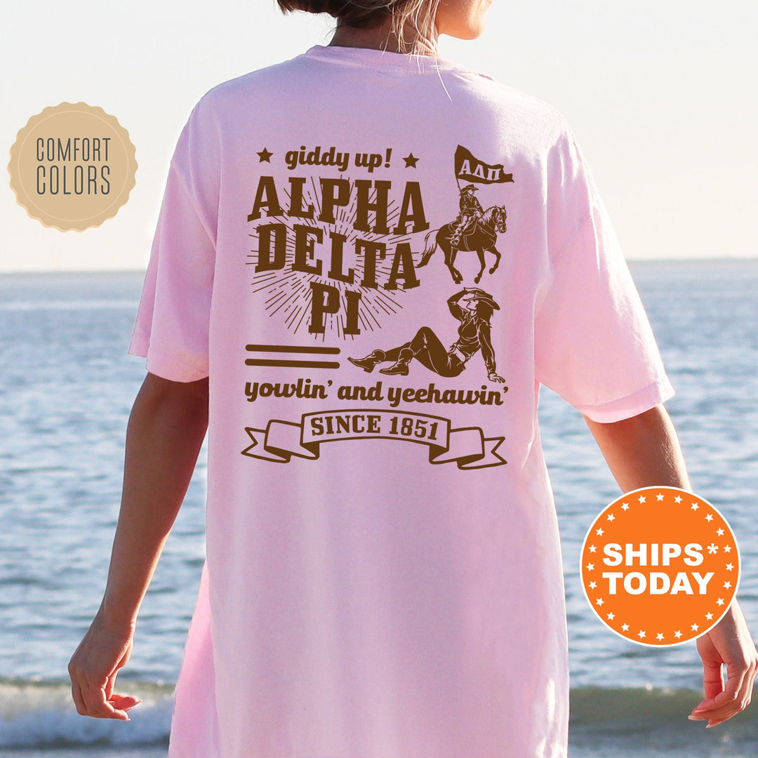 Alpha Delta Pi Giddy Up Cowgirl Sorority T-Shirt | ADPI Western Theme Shirt | Big Little Reveal Gift | Comfort Colors Country Shirt _ 16329g