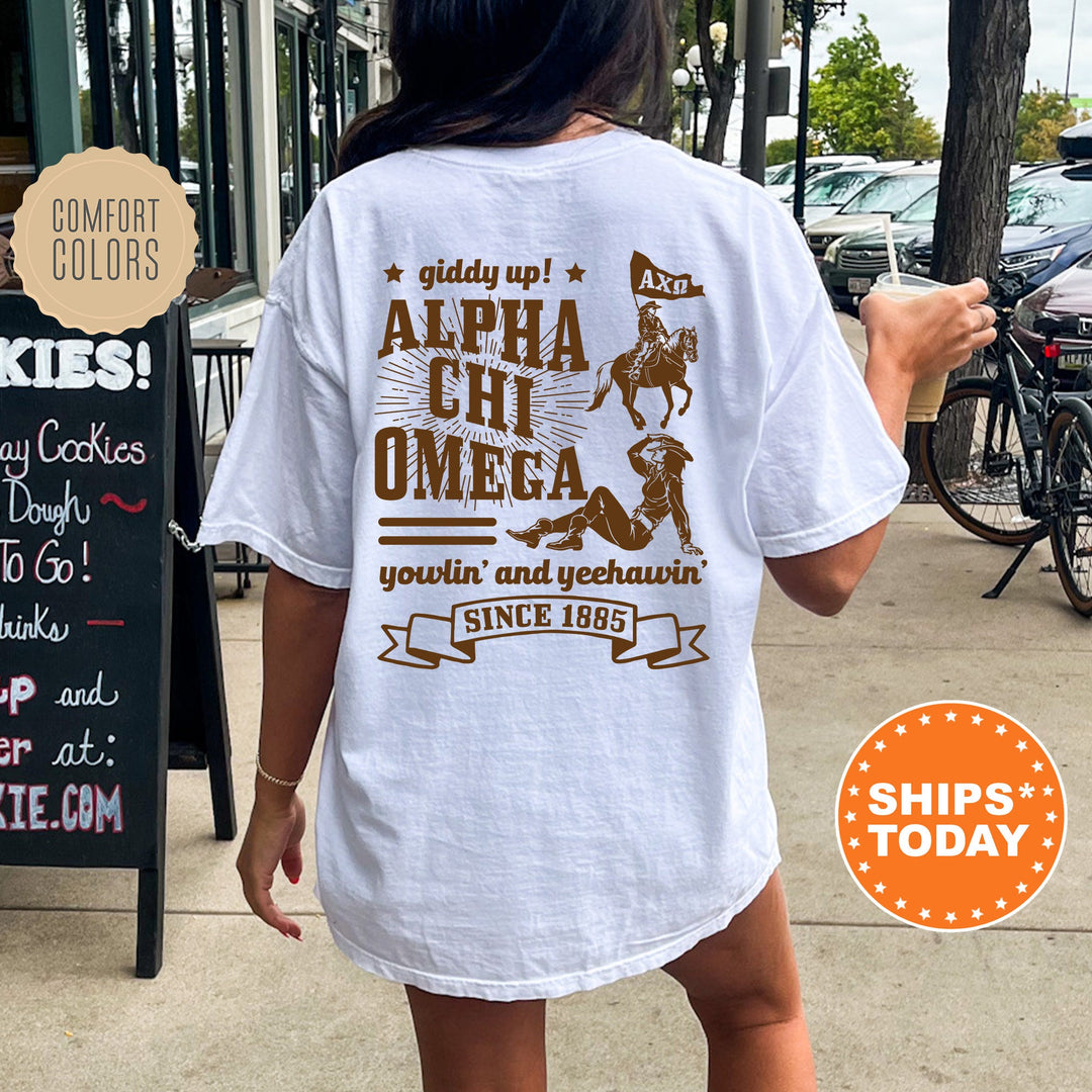 Alpha Chi Omega Giddy Up Cowgirl Sorority T-Shirt | Alpha Chi Western Theme Shirt | Big Little Gift | Comfort Colors Country Shirt _ 16328g