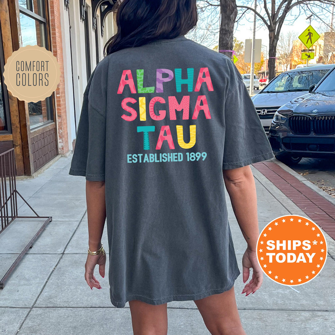 Alpha Sigma Tau Papercut Sorority T-Shirt | Big Little Gift | Comfort Colors Shirt | Custom Greek Apparel | Fun Letters Sorority Shirt _ 16387g