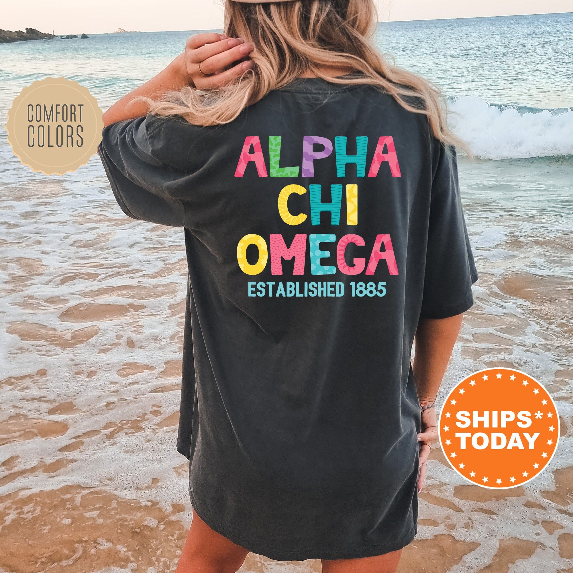 Alpha Chi Omega Papercut Sorority T Shirt Alpha Chi Big Little Gift Kite and Crest