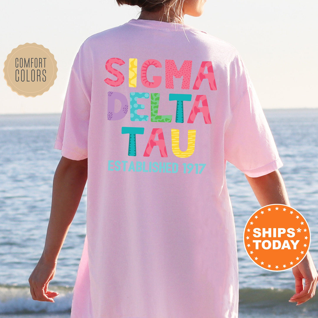 Sigma Delta Tau Papercut Sorority T-Shirt | Sig Delt Big Little Gift | Comfort Colors Shirt | Custom Greek Apparel | Fun Letters Shirt _ 16401g