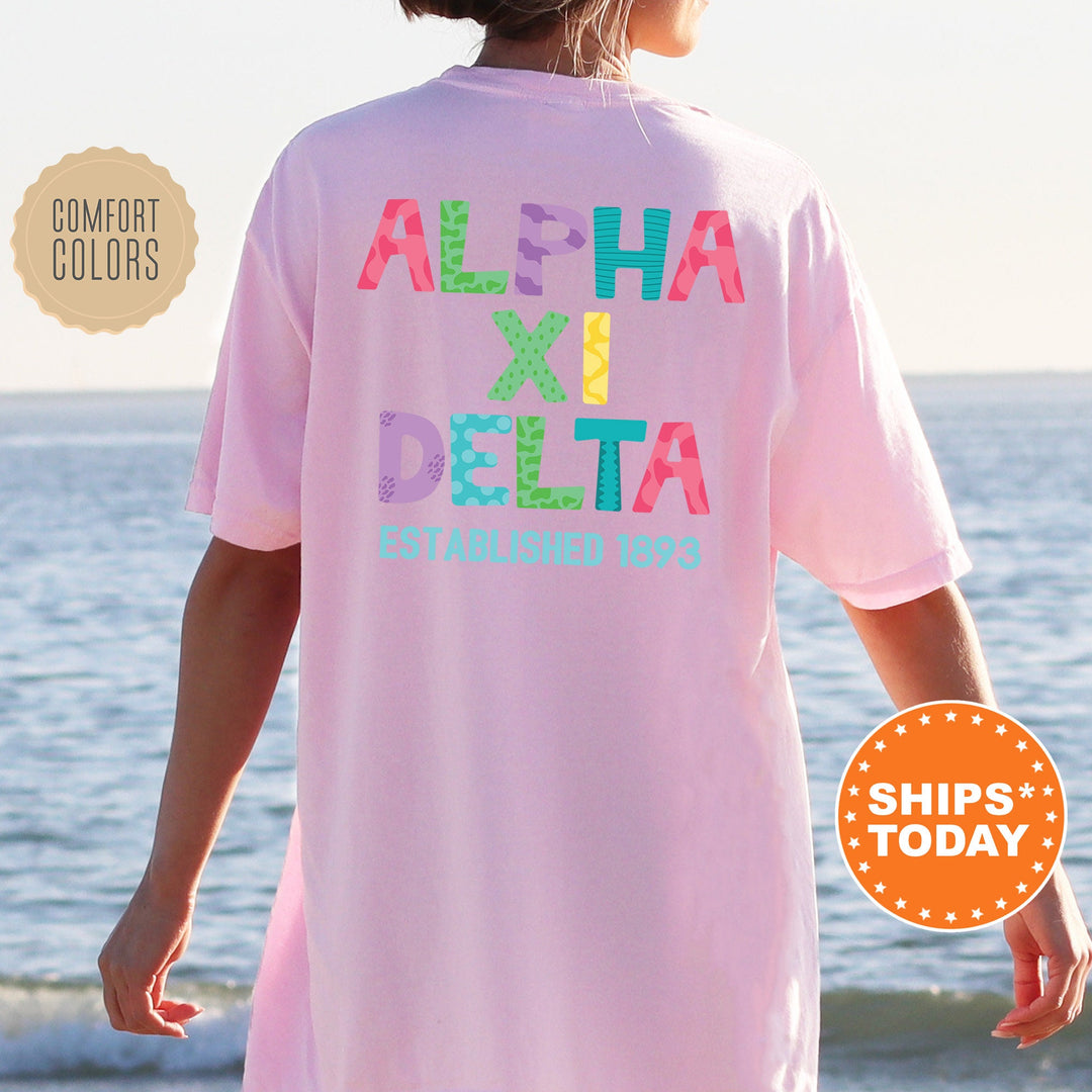 Alpha Xi Delta Papercut Sorority T-Shirt | AXID Big Little Gift | Comfort Colors Shirt | Custom Greek Apparel | Fun Letters Sorority Shirt _ 16388g