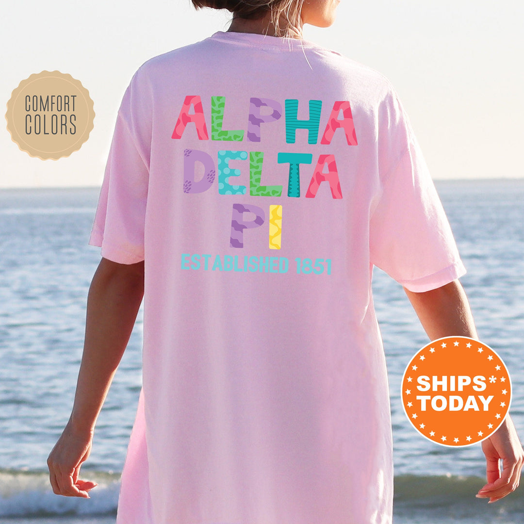 Alpha Delta Pi Papercut Sorority T-Shirt | ADPI Big Little Gift | Comfort Colors Shirt | Custom Greek Apparel | Fun Letters Sorority Shirt _ 16381g