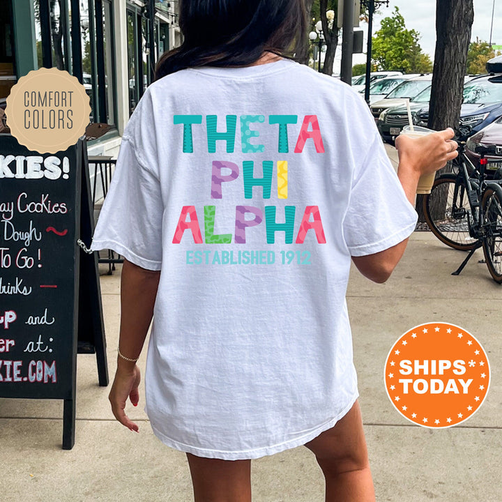 Theta Phi Alpha Papercut Sorority T-Shirt | Theta Phi Big Little Gift | Comfort Colors Shirt | Custom Greek Apparel | Fun Letters Shirt _ 16404g