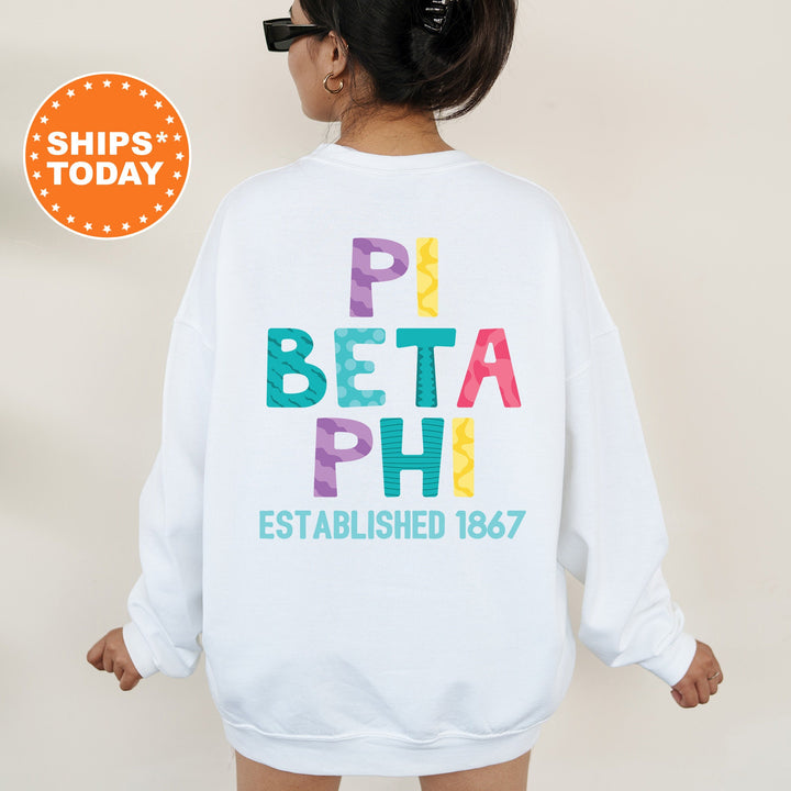 Pi Beta Phi Papercut Sorority Sweatshirt | Pi Phi Fun Letters Sweatshirt | Big Little Sorority Reveal | Sorority Gifts | Greek Apparel
