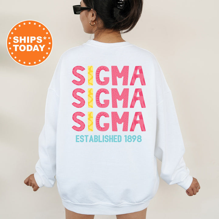 Sigma Sigma Sigma Papercut Sorority Sweatshirt | tri Sigma Fun Letters Sweatshirt | Big Little Sorority Gifts | Custom Greek Apparel