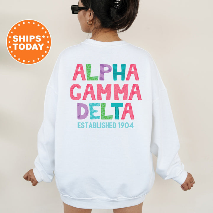 Alpha Gamma Delta Papercut Sorority Sweatshirt | Alpha Gam Fun Letters Sweatshirt | Big Little Sorority Gifts | Custom Greek Apparel