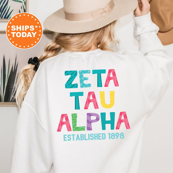 Zeta Tau Alpha Papercut Sorority Sweatshirt | ZETA Fun Letters Sweatshirt | Big Little Sorority Reveal | ZETA Sorority Gift | Greek Apparel