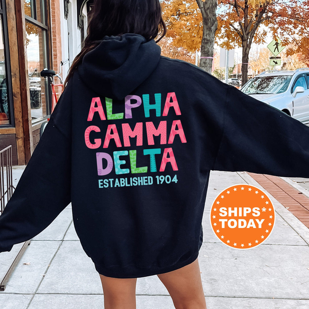 Alpha Gamma Delta Papercut Sorority Sweatshirt | Alpha Gam Fun Letters Sweatshirt | Big Little Sorority Gifts | Custom Greek Apparel