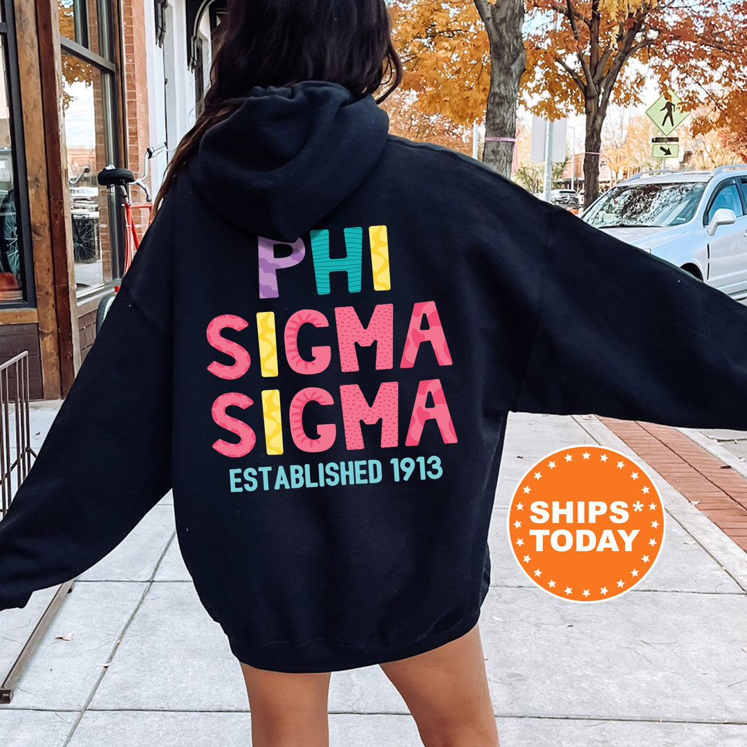 Phi Sigma Sigma Papercut Sorority Sweatshirt | Phi Sig Fun Letters Sweatshirt | Big Little Sorority Reveal | Sorority Gift | Greek Apparel