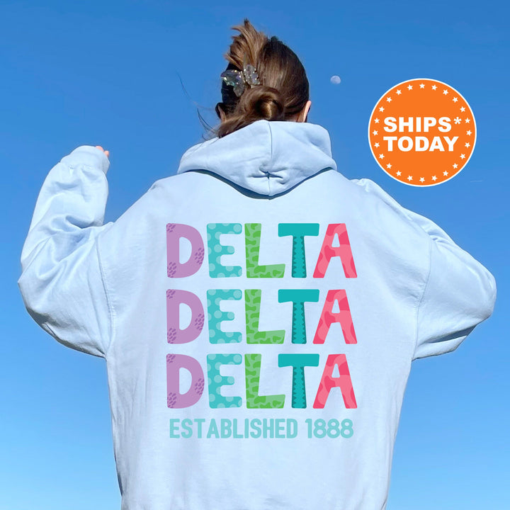 Delta Delta Delta Papercut Sorority Sweatshirt | Tri Delta Fun Letters Sweatshirt | Big Little Sorority Gifts | Custom Greek Apparel