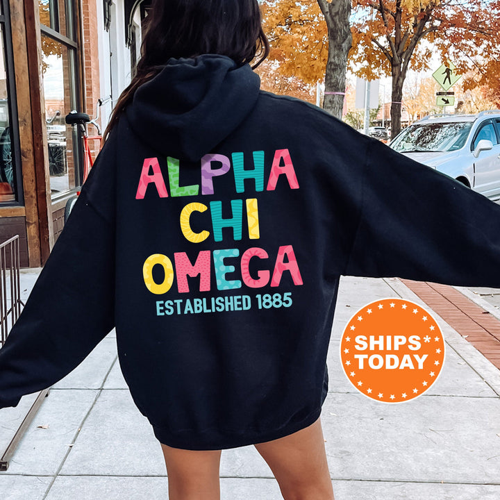 Alpha Chi Omega Papercut Sorority Sweatshirt | Alpha Chi Fun Letters Sweatshirt | Big Little Sorority Reveal | Sorority Gift | Greek Apparel