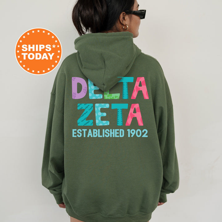 Delta Zeta Papercut Sorority Sweatshirt | Dee Zee Fun Letters Sweatshirt | Big Little Sorority Reveal | Sorority Gift | Custom Greek Apparel