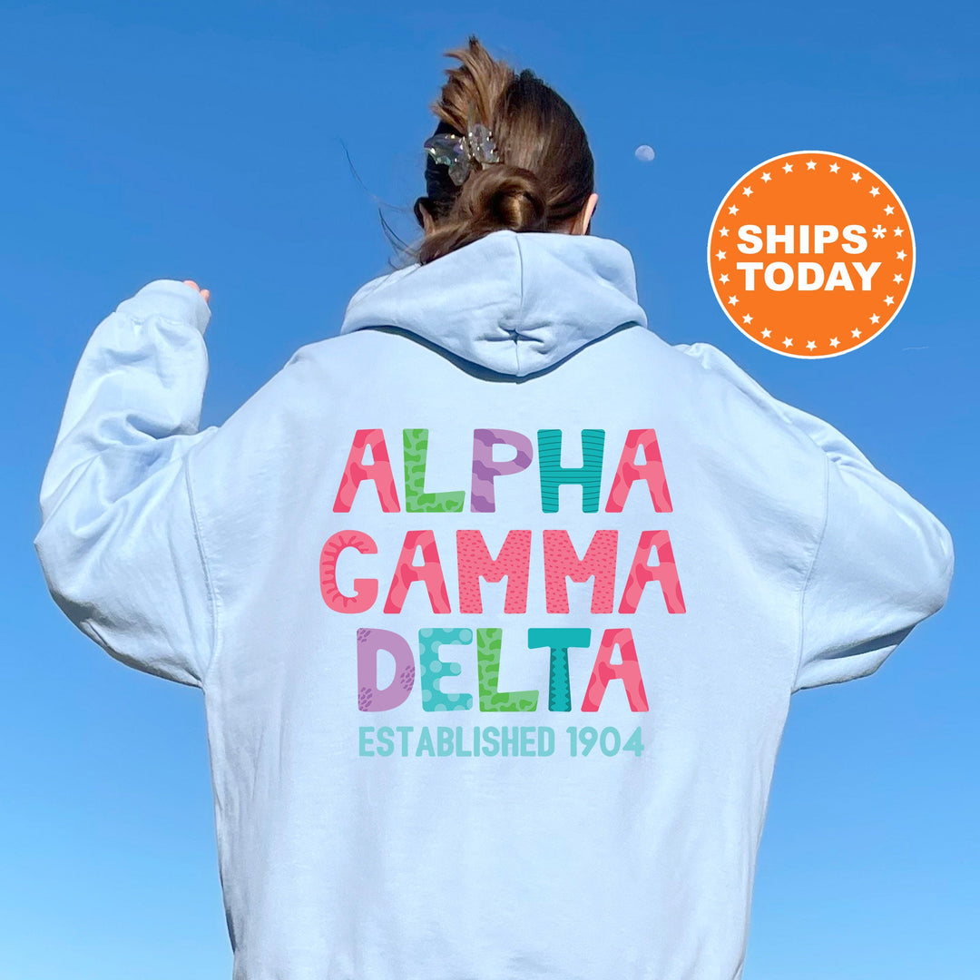 Alpha Gamma Delta Papercut Sorority Sweatshirt | Alpha Gam Fun Letters Sweatshirt | Big Little Sorority Gifts | Custom Greek Apparel