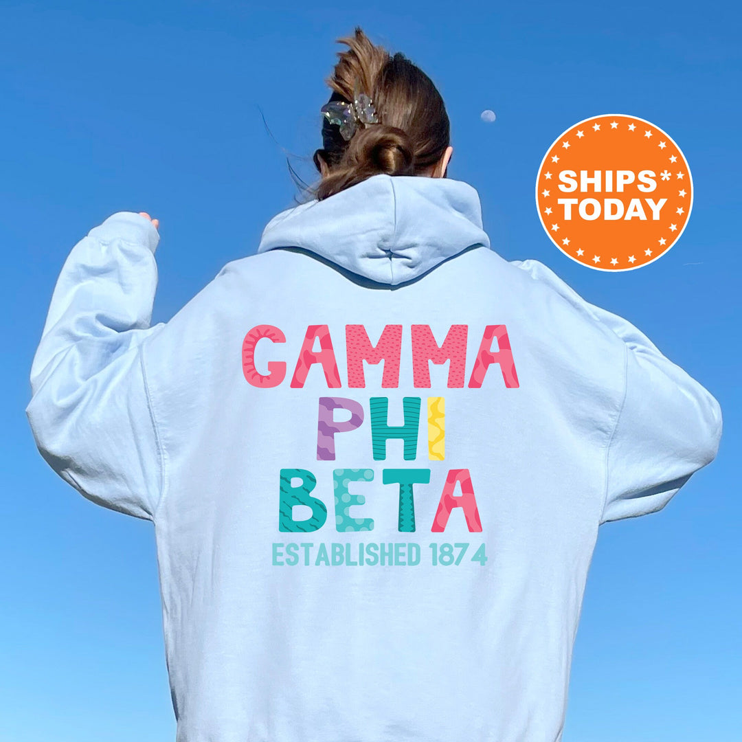 Gamma Phi Beta Papercut Sorority Sweatshirt | Gamma Phi Fun Letters Sweatshirt | Big Little Sorority Reveal | Sorority Gift | Greek Apparel