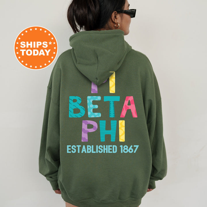 Pi Beta Phi Papercut Sorority Sweatshirt | Pi Phi Fun Letters Sweatshirt | Big Little Sorority Reveal | Sorority Gifts | Greek Apparel