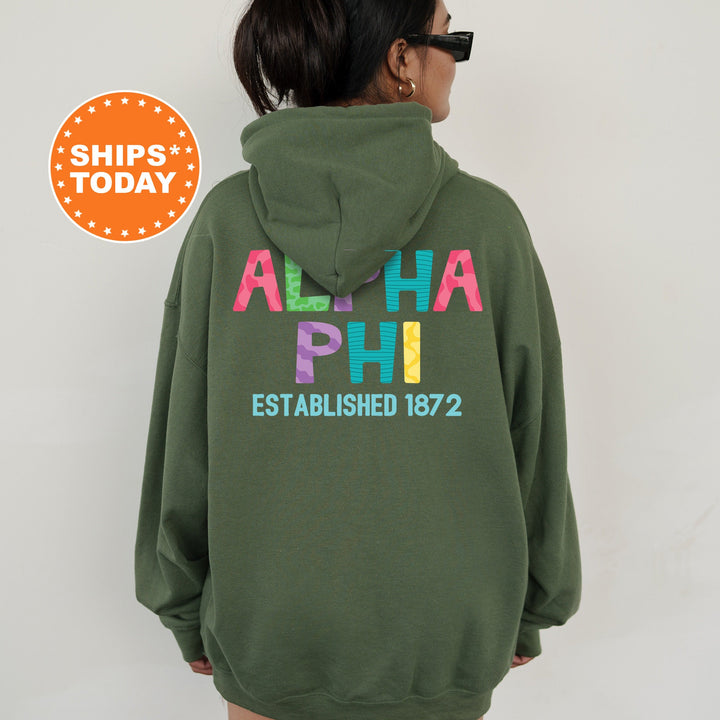 Alpha Phi Papercut Sorority Sweatshirt | APHI Fun Letters Sweatshirt | Big Little Sorority Reveal | Alpha Phi Sorority Gift | Greek Apparel 16385g