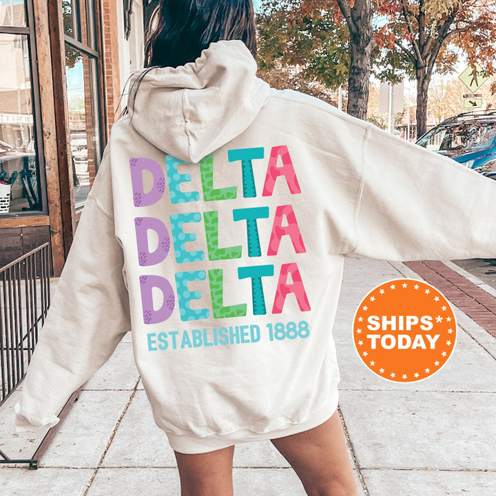 Delta Delta Delta Papercut Sorority Sweatshirt | Tri Delta Fun Letters Sweatshirt | Big Little Sorority Gifts | Custom Greek Apparel
