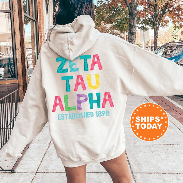 Zeta Tau Alpha Papercut Sorority Sweatshirt | ZETA Fun Letters Sweatshirt | Big Little Sorority Reveal | ZETA Sorority Gift | Greek Apparel