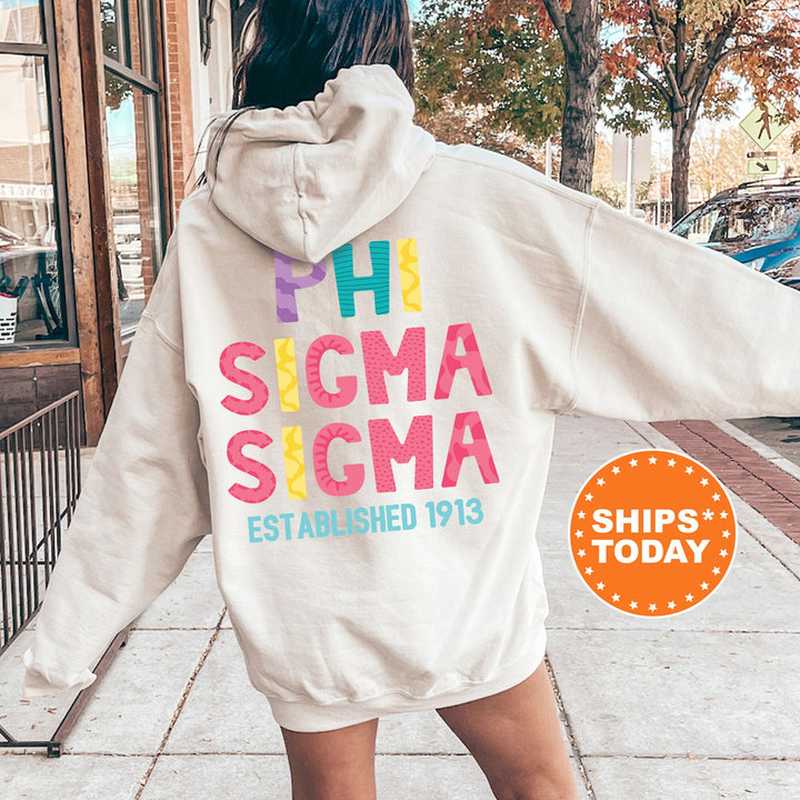 Phi Sigma Sigma Papercut Sorority Sweatshirt | Phi Sig Fun Letters Sweatshirt | Big Little Sorority Reveal | Sorority Gift | Greek Apparel