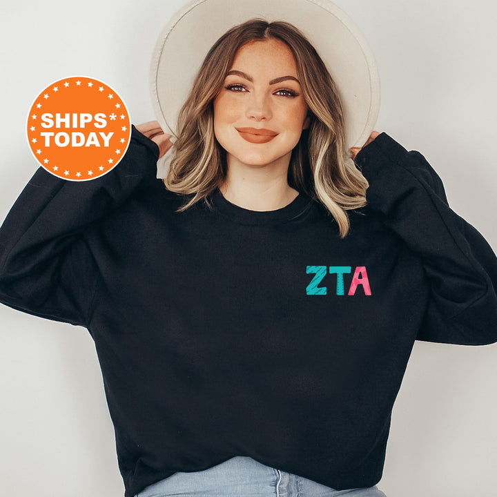 Zeta Tau Alpha Papercut Sorority Sweatshirt | ZETA Fun Letters Sweatshirt | Big Little Sorority Reveal | ZETA Sorority Gift | Greek Apparel