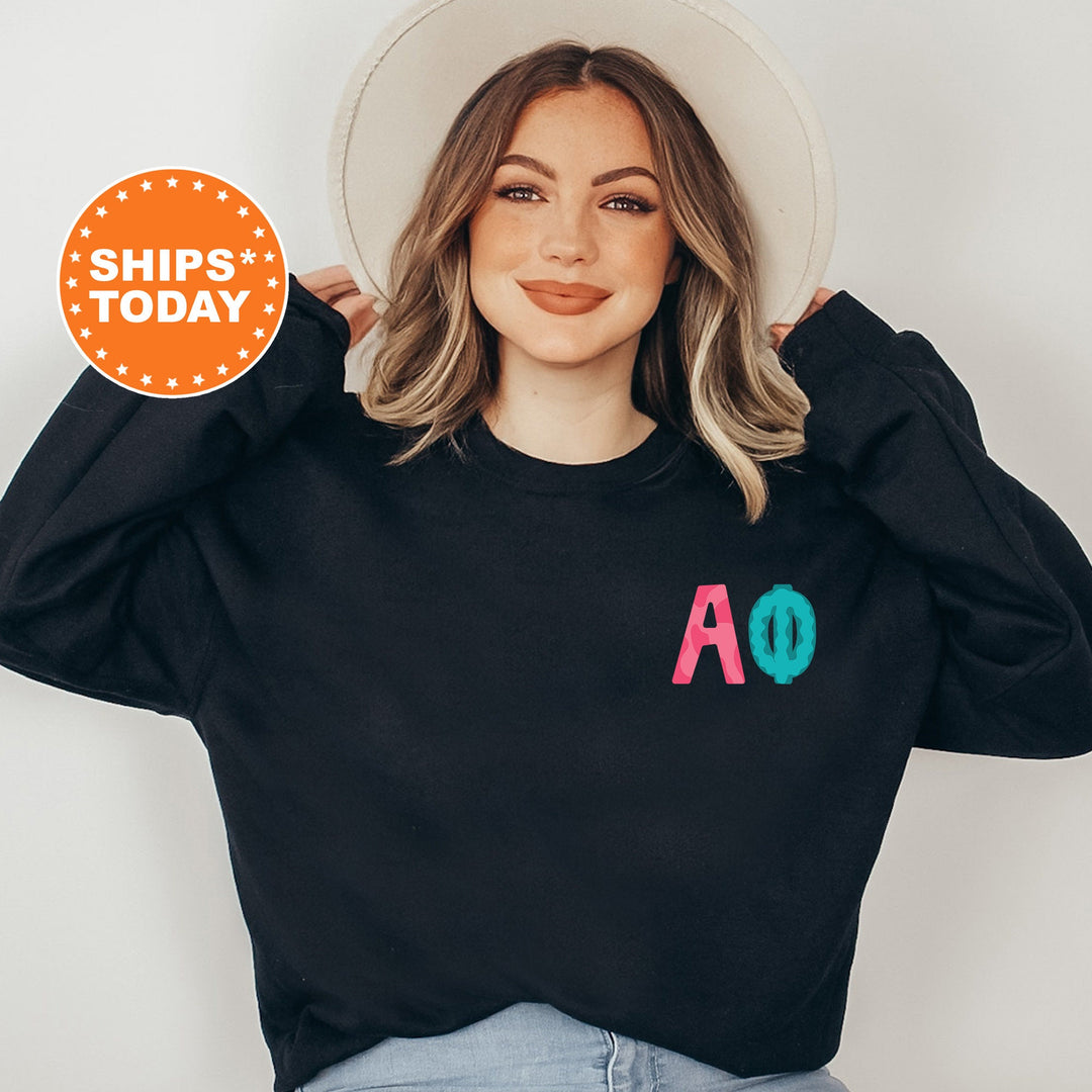 Alpha Phi Papercut Sorority Sweatshirt | APHI Fun Letters Sweatshirt | Big Little Sorority Reveal | Alpha Phi Sorority Gift | Greek Apparel 16385g