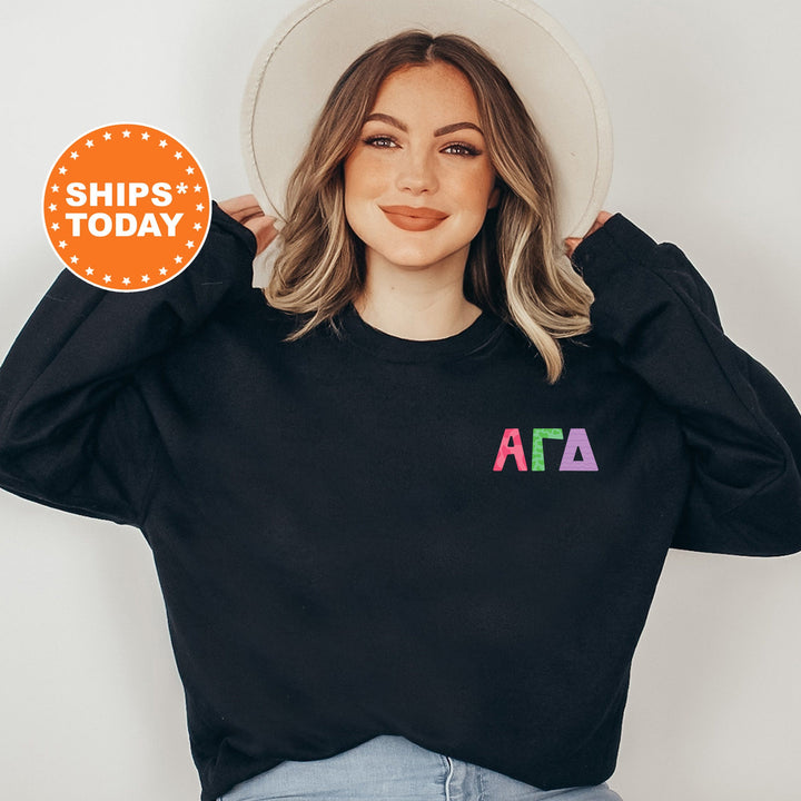 Alpha Gamma Delta Papercut Sorority Sweatshirt | Alpha Gam Fun Letters Sweatshirt | Big Little Sorority Gifts | Custom Greek Apparel