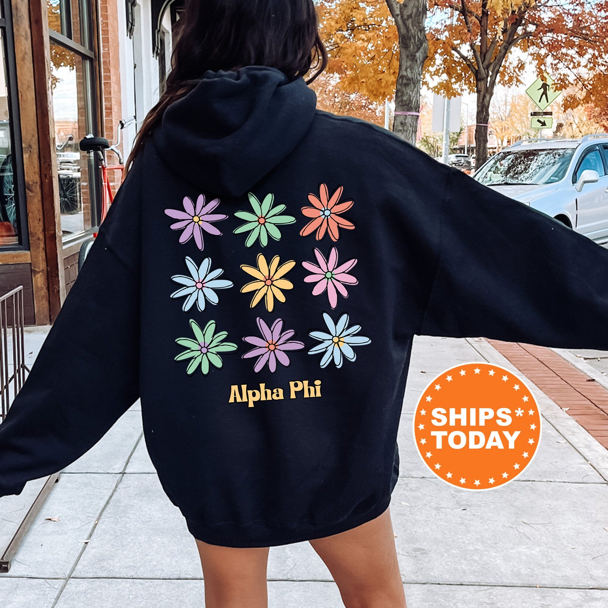 Alpha Phi Flower Fashion Sorority Sweatshirt Alpha Phi Sweatshirt Kite and Crest