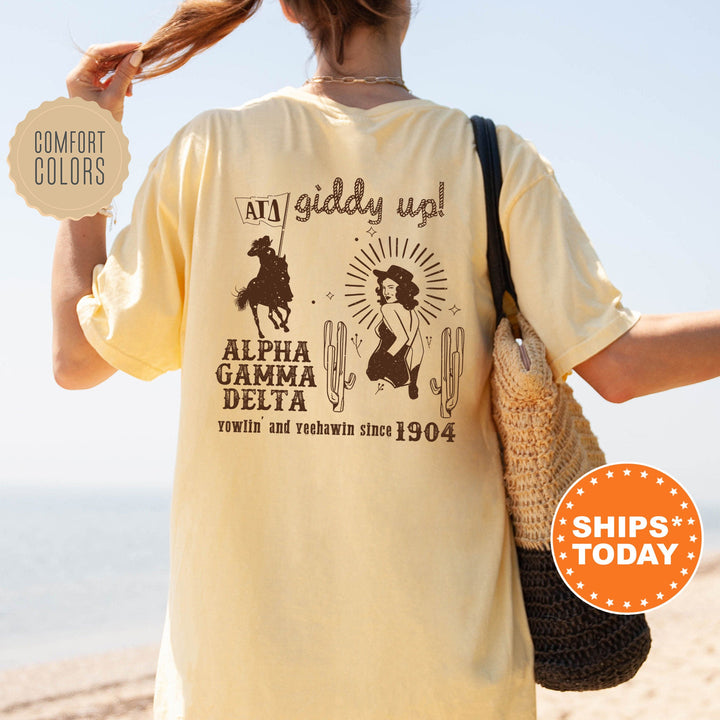 Alpha Gamma Delta Rustic Rodeo Sorority T-Shirt | Alpha Gam Western Shirt | AGD Big Little Shirt | Greek Apparel | Cowgirl Shirt _ 16305g