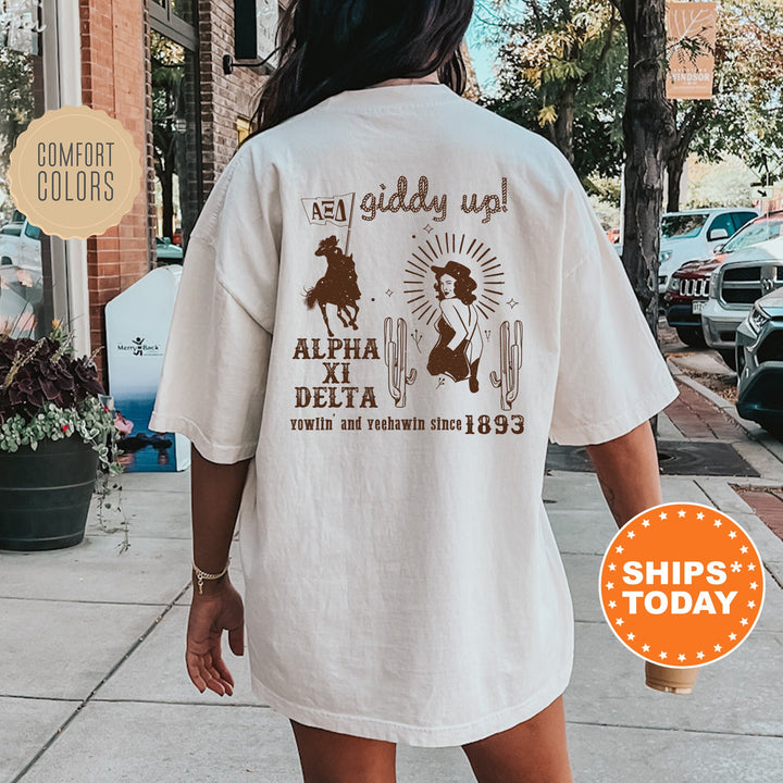 Alpha Xi Delta Rustic Rodeo Sorority T-Shirt | AXID Western Shirt | Big Little Gift | Custom Greek Apparel | Sorority Cowgirl Shirt _ 16310g