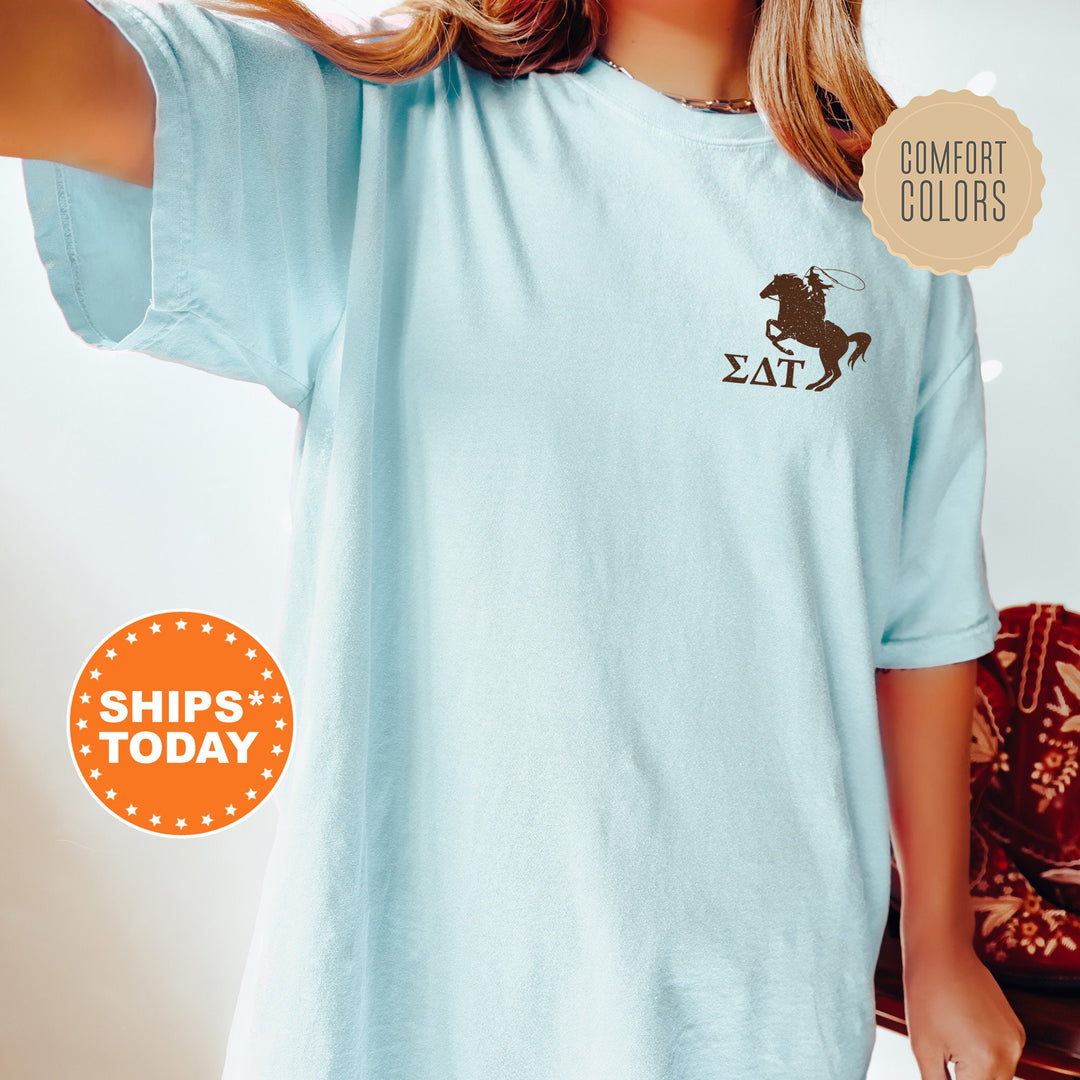 Sigma Delta Tau Rustic Rodeo Sorority T-Shirt | Sig Delt Western Shirt | Big Little Shirt | Greek Apparel | Sorority Cowgirl Shirt _ 16323g