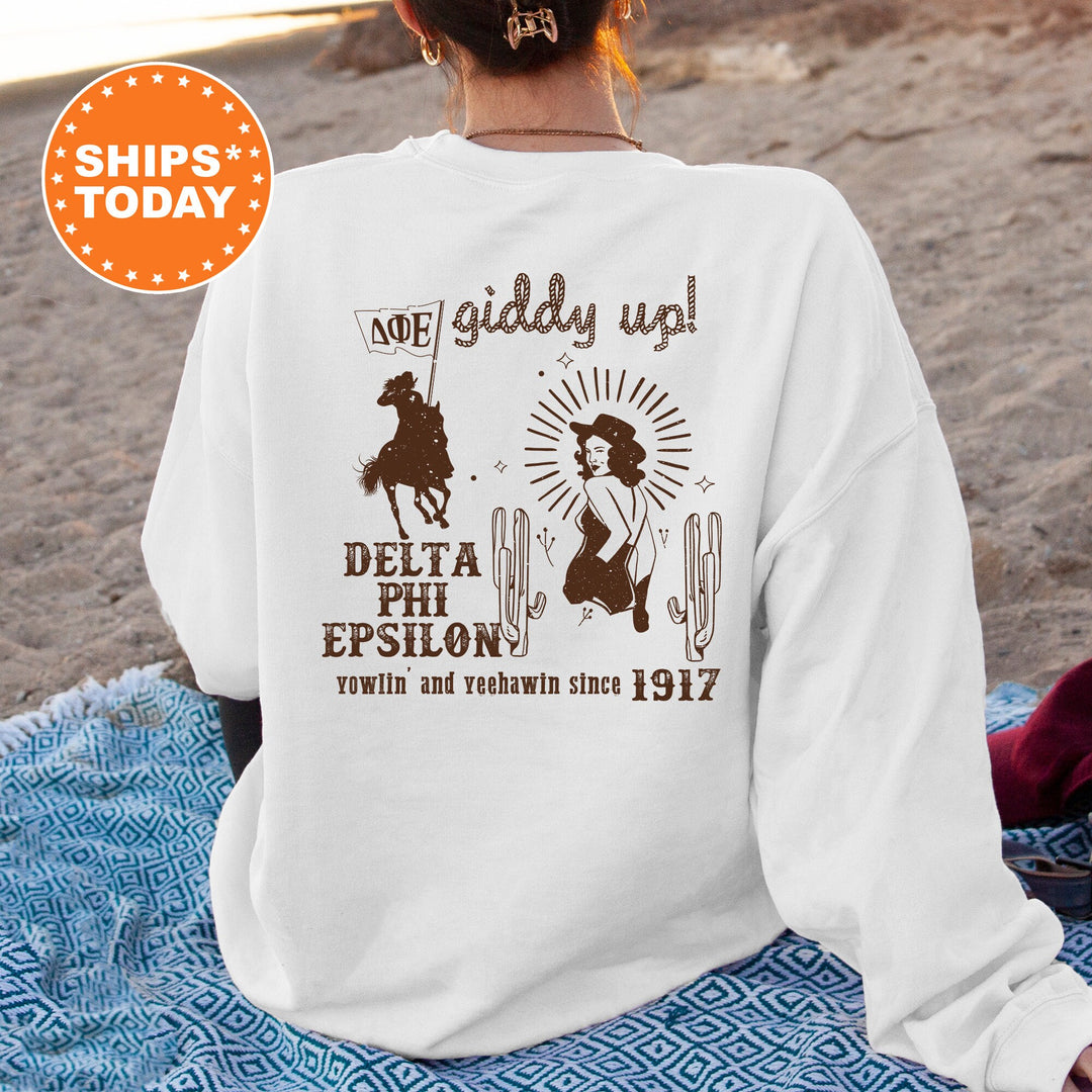 Delta Phi Epsilon Rustic Rodeo Sorority Sweatshirt | DPHIE Sorority Merch | Big Little | Western Crewneck | Cowgirl Sweatshirt