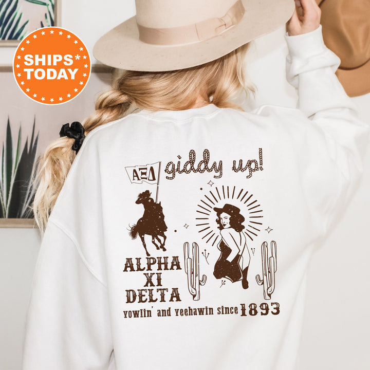Alpha Xi Delta Rustic Rodeo Sorority Sweatshirt | AXID Sorority Merch | Big Little Gift | Western Crewneck | Cowgirl Sweatshirt