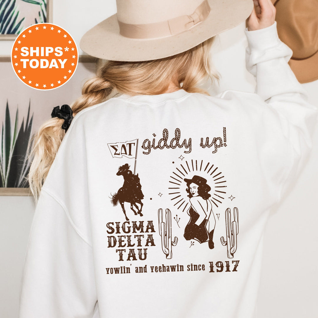 Sigma Delta Tau Rustic Rodeo Sorority Sweatshirt | Sig Delt Sorority Merch | Big Little | Western Crewneck | Cowgirl Sweatshirt
