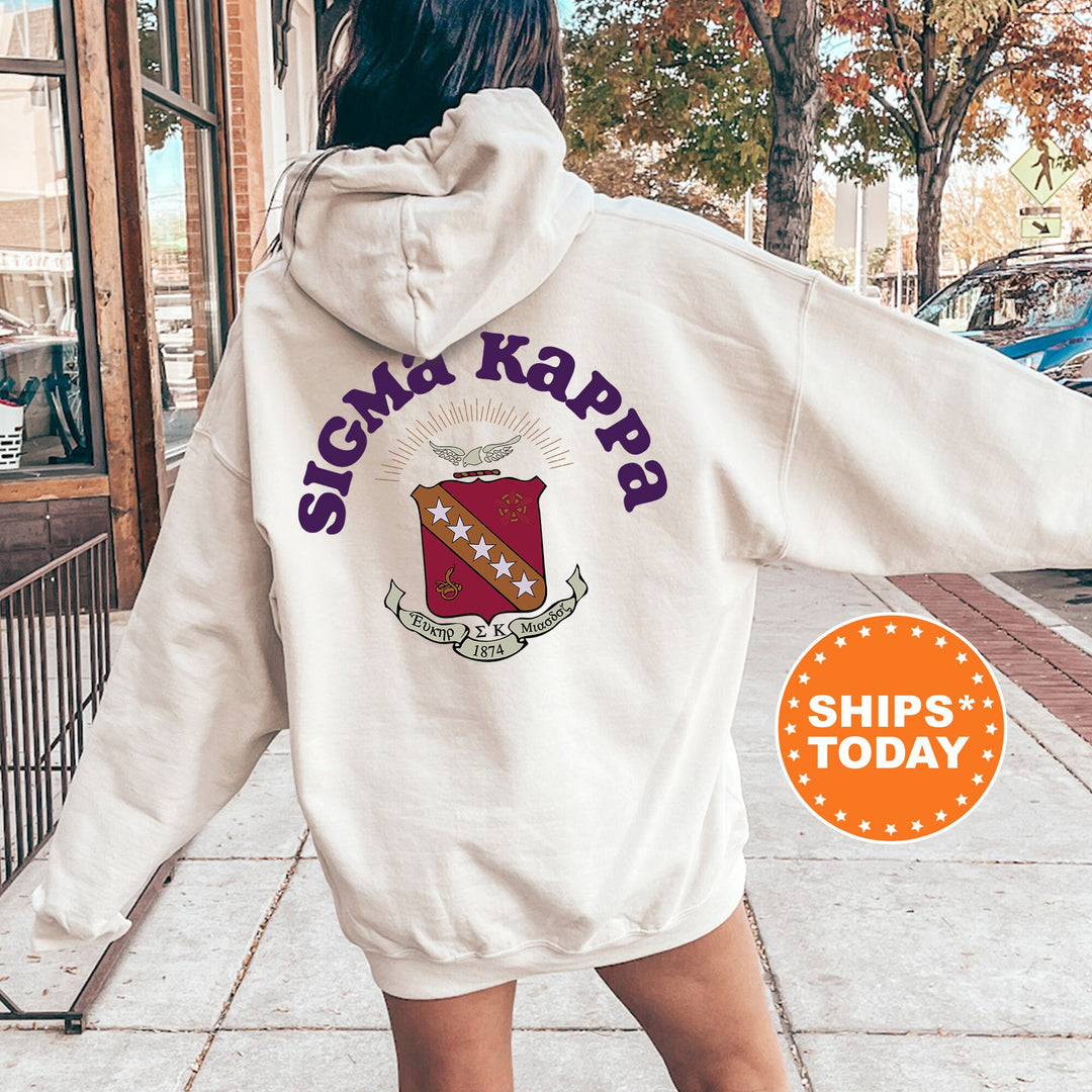 Sigma Kappa Sorority Style Sorority Sweatshirt | Sigma Kappa Hoodie | Sig Kap Sorority Crest | Sorority Apparel | Initiation Gift