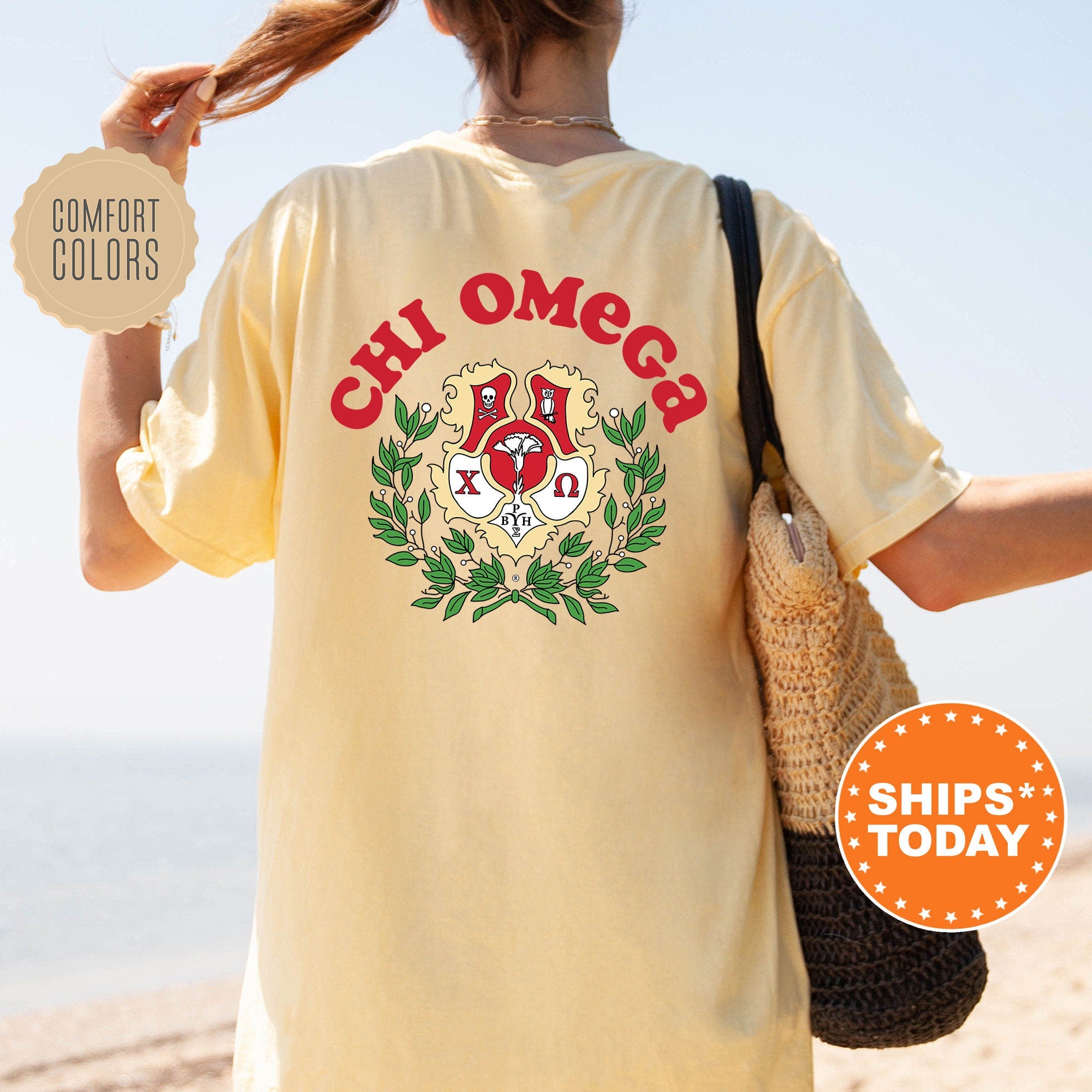 Chi Omega Sorority Style Sorority T Shirt Chi O Sorority Crest