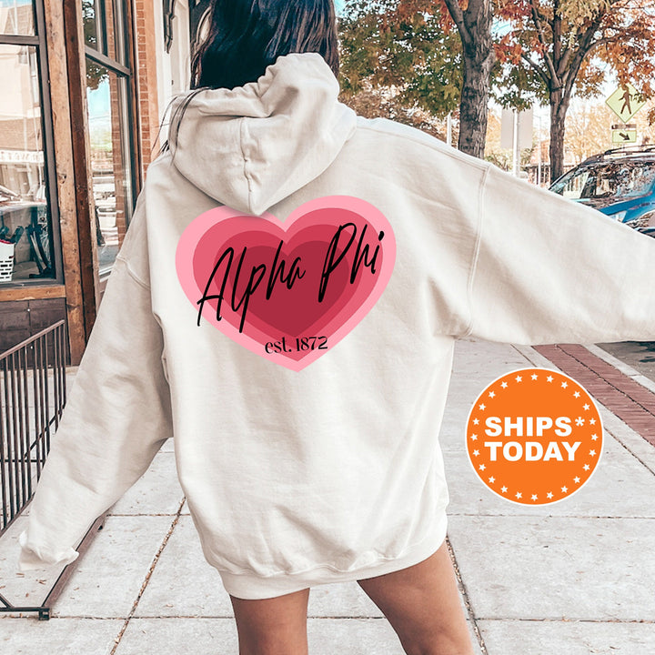 Alpha Phi Heart Beats Sorority Sweatshirt | Alpha Phi Hoodie | APHI Sweatshirt | Sorority Merch | Big Little Reveal | Greek Apparel