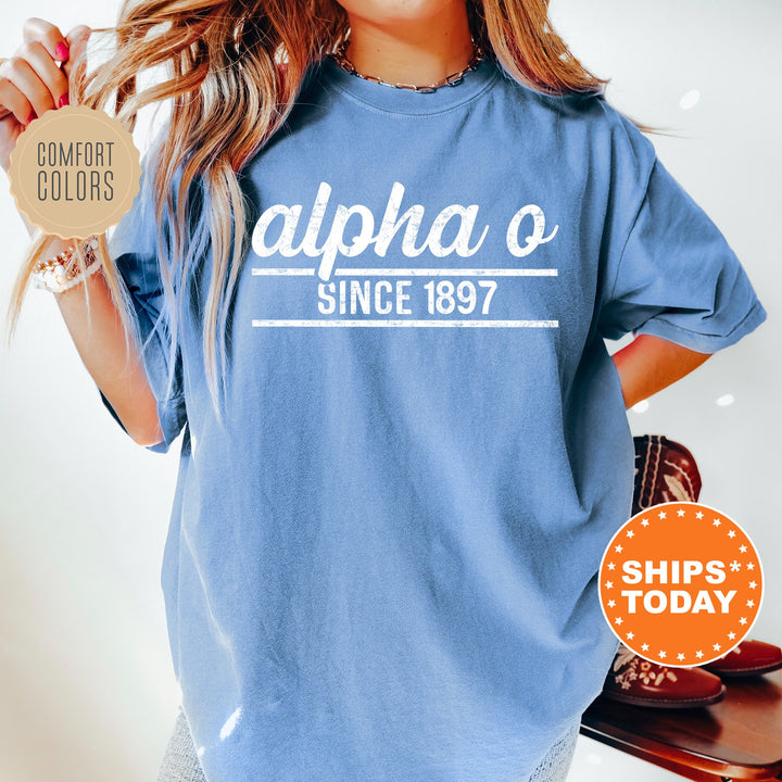 Alpha Omicron Pi Faded Traditional Sorority T-Shirt | Alpha O Oversized Shirt | Greek Apparel | Comfort Colors Shirt _ 7180g