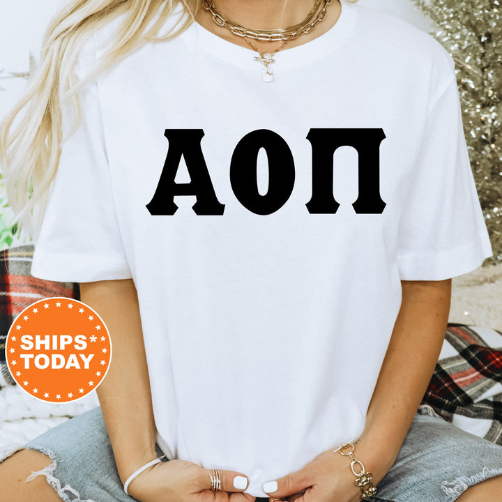 Alpha Omicron Pi Super Simple Sorority T-Shirt | Alpha O Sorority Letters | Greek Letters | Big Little Gift | Comfort Colors Shirt _ 5641g