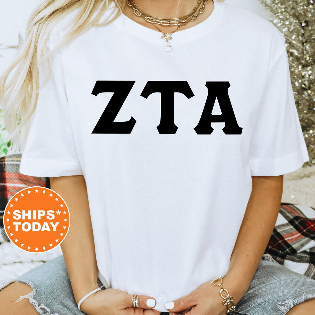 Zeta Tau Alpha Super Simple Sorority T-Shirt | ZETA Sorority Letters | Greek Letters Shirt | Big Little Gift | Comfort Colors Shirt _ 5662g