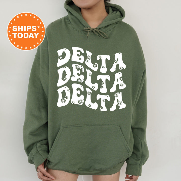 Delta Delta Delta Floral Hippie Sorority Sweatshirt | Tri Delta Hoodie | Big Little Reveal | Sorority Merch | Sorority Sisters Gift 7108g