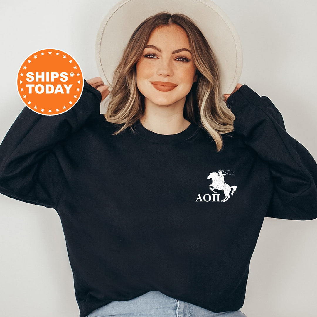 Alpha Omicron Pi Western Theme Sorority Sweatshirt | Alpha O Cowgirl Sweatshirt | Big Little Sorority Gifts | Country Sweatshirt