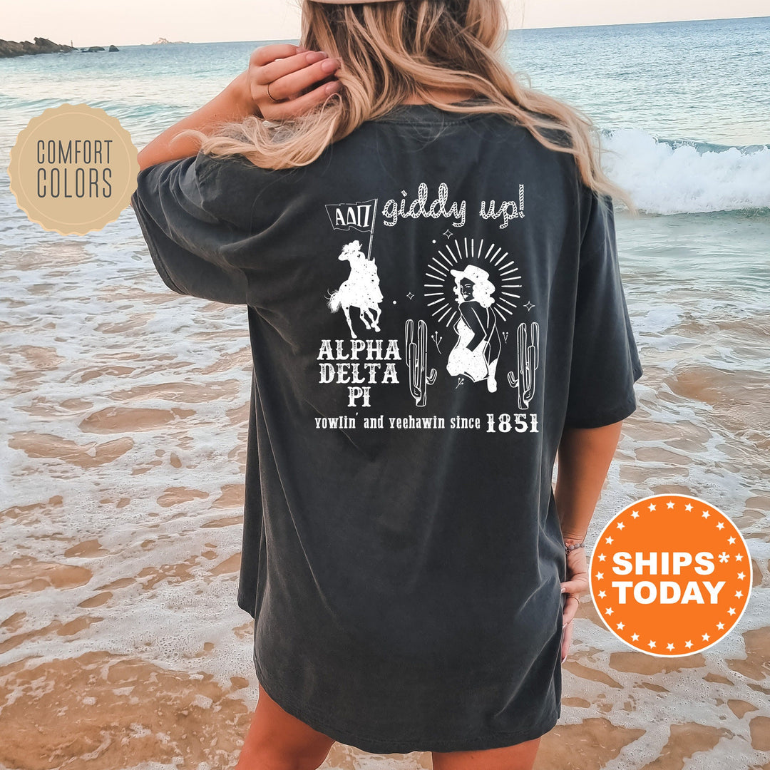 Alpha Delta Pi Western Theme Sorority T-Shirt | ADPI Cowgirl Shirt | Big Little Gift | Sorority Country Shirt | Comfort Colors Shirt _ 16952g