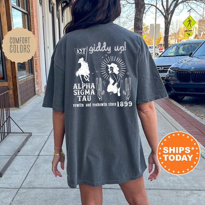 Alpha Sigma Tau Western Theme Sorority T-Shirt | Cowgirl Shirt | Big Little Gift | Sorority Country Shirt | Comfort Colors Shirt _ 16958g