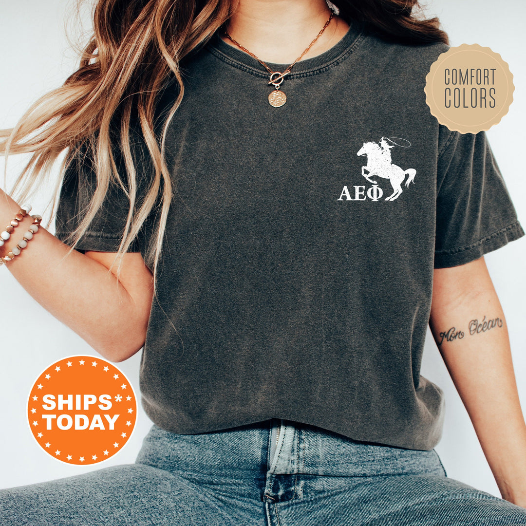 Alpha Epsilon Phi Western Theme Sorority T-Shirt | AEPhi Cowgirl Shirt | Big Little Gift | Sorority Country Shirt | Comfort Colors Shirt _ 16953g