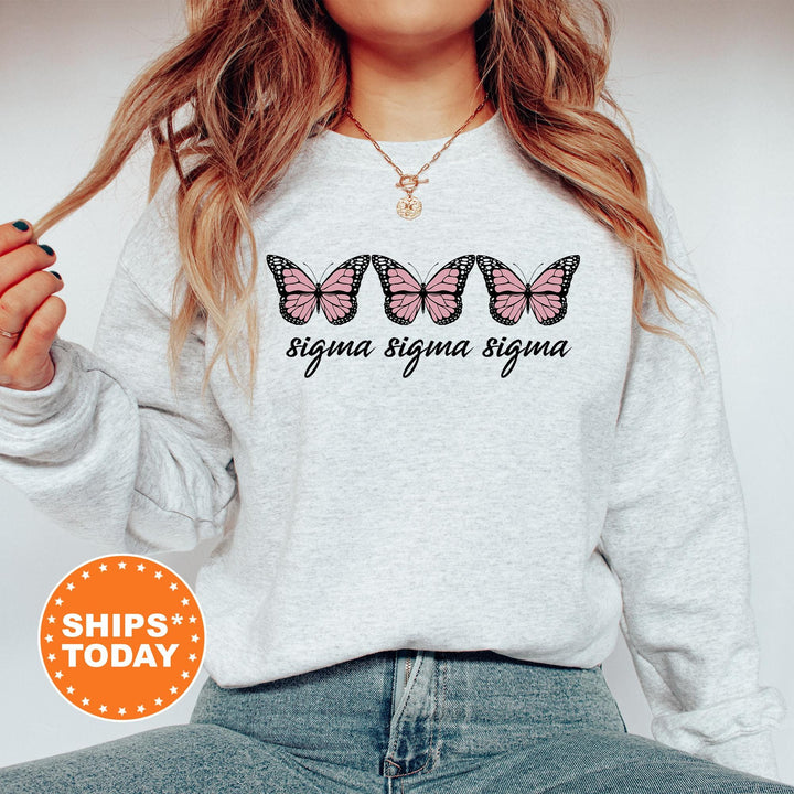 Sigma Sigma Sigma Blooming Butterfly Sorority Sweatshirt | Tri Sigma Hoodie | Sorority Gift | Big Little Reveal | Trendy Sweatshirt