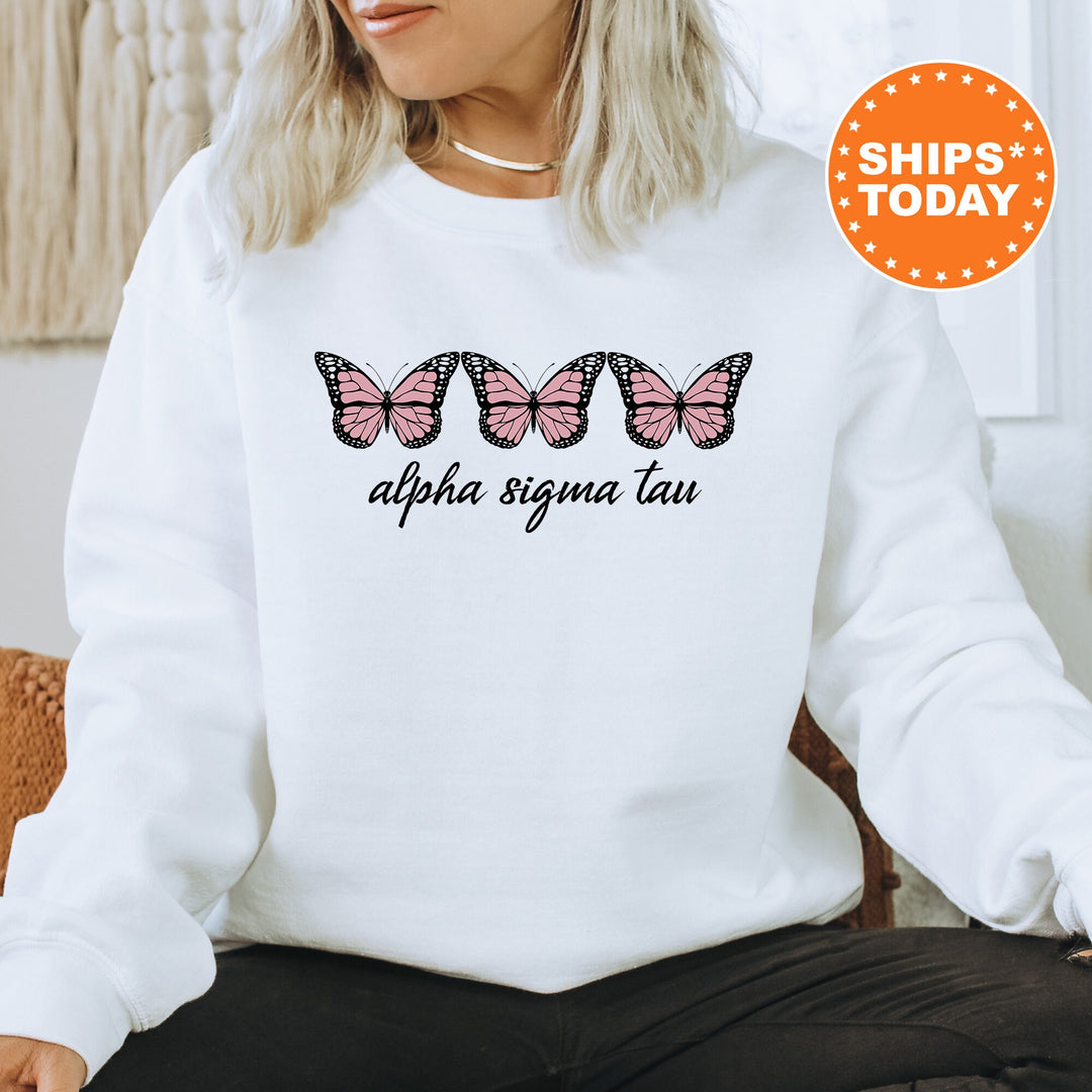 Alpha Sigma Tau Blooming Butterfly Sorority Sweatshirt | Alpha Tau Sweatshirt | Sorority Hoodie | Sorority Merch | Big Little Reveal
