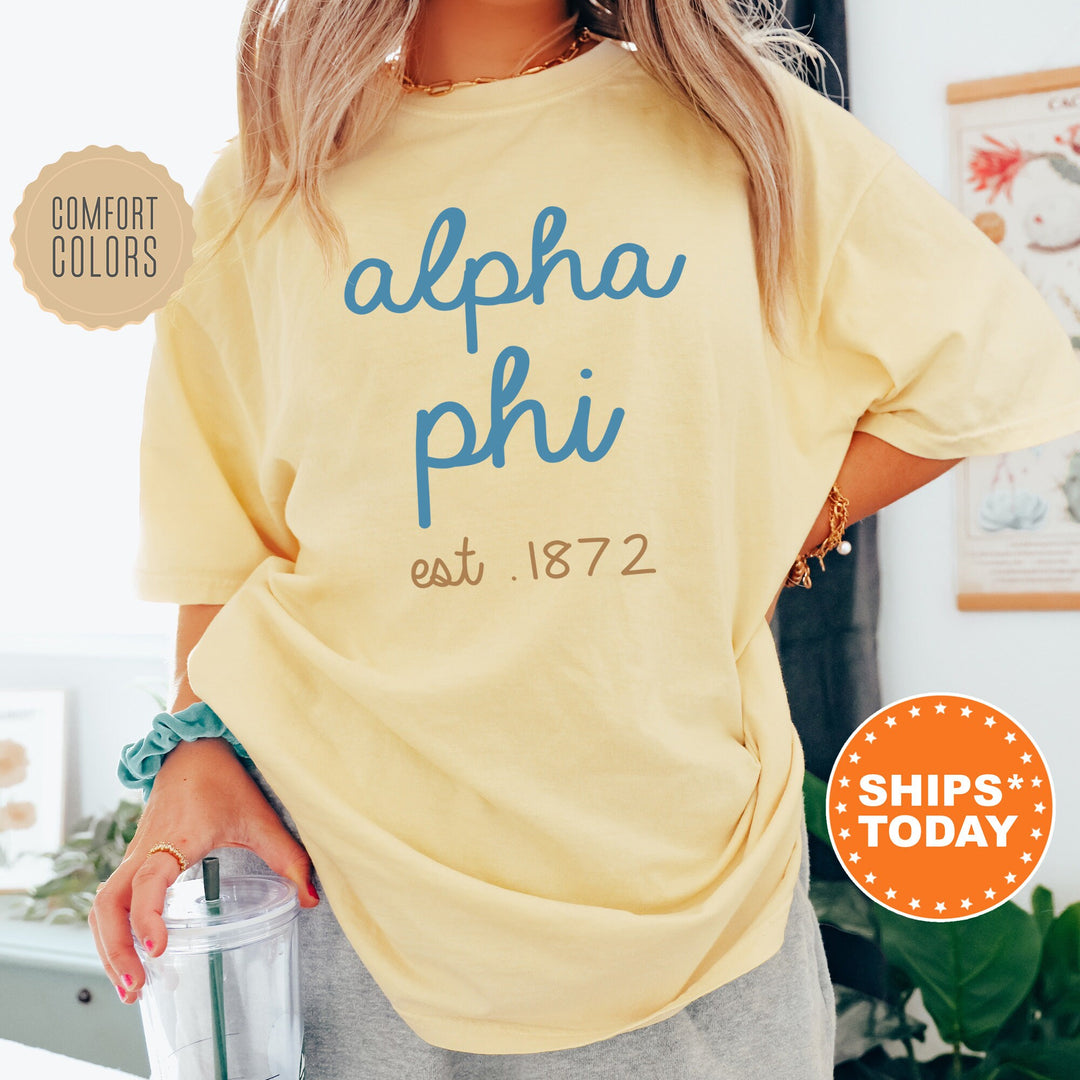 Alpha Phi The Blues Sorority T-Shirt | APHI Sorority Reveal | College Greek Apparel | Big Little Sorority Shirts | Comfort Colors Tee _ 8273g
